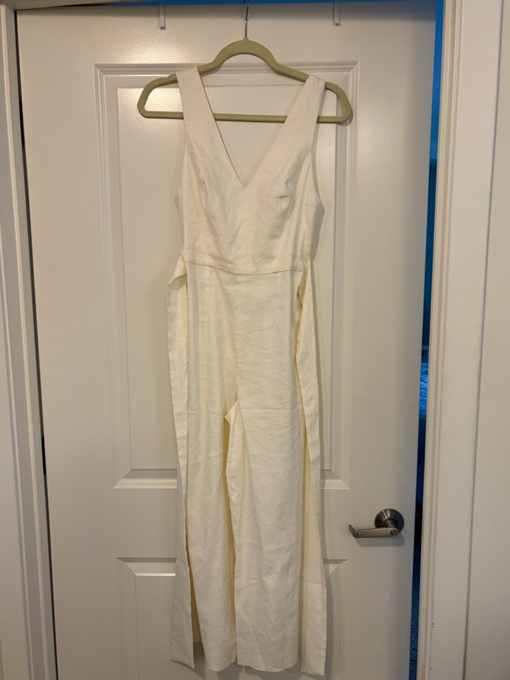 ANTONIO MELANI Cream V-Neck Wide-Leg Jumpsuit